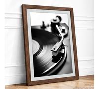 Spinning Vinyl Vintage Framed Wall Art Print A3 (42×29.7cm) Walnut, Wall Decor for Living Room, Bedroom, Office & Home, Ready to Hang, Art Gift