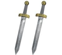 Spinosaurus 19" Viking Warrior Sword Set for Kids - 2 Pcs Medieval Long Plastic Cosplay Props With Silver Finish for Pretend Play and Fancy Dress