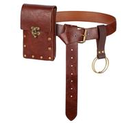 Spinosaurus 3 Pcs Medieval Viking Belt Bag Sets,Leather Belt Pouch Renaissance Accessories for Dress Up Cosplay Party Men and Women
