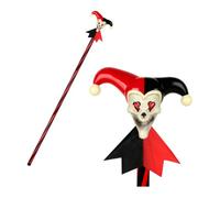 Spinosaurus 47.2" Jester Skull Cane,Sinister Jester Costume Accessories,Plastic Joker Pimp Cane,Halloween Staff Cosplay Party
