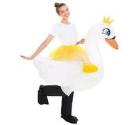 Spinosaurus Inflatable Swan Costume for Adult,Inflatable Halloween Costume with Mesh Skirts Funny Blow Up White Swan Costumes for Cosplay Party