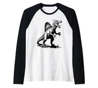 Spinosaurus Ink Sketch Style Prehistoric Dinosaur Predator Raglan Baseball Tee