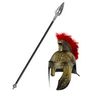 Spinosaurus Medieval Roman Helmet,Spartan Spear Prop,Greek Spartan Gladiator Knight Costume Accessories Set for Halloween (B)
