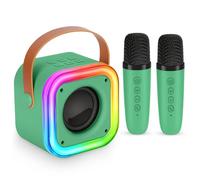 Spinosaurus Mini Karaoke Machine for Kids,Wireless Microphones with Portable Bluetooth Speaker 2 Mic & Colorful Led Light Speaker Singing Birthday Gifts for Girls 4+Year Old (Green)