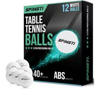 SPINSTI 40+mm Professional 3 Star ABS Quality White Table Tennis Balls Set of 12 Ping Pong Balls for Indoor Sports Spherical and Celluloid-Free for Enhanced Performance
