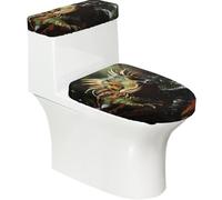 Spiny Lizards Toilet Lid Cover Set Elasticity Soft Durable Polyester Material for Bathroom Home Decor
