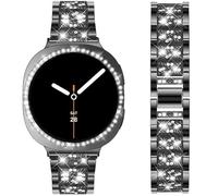 SPINYE Band and Bezel Cover Compatible with Samsung Galaxy Watch 8 Classic 46mm, Shiny Diamond Metal Bracelet with Bling Metal Bezel Ring and PC Protective Case for Women Men (46mm, Black)