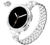 SPINYE Band and Bezel Cover Compatible with Samsung Galaxy Watch 8 Classic 46mm, Sparkling Diamond Metal Bracelet with Bling Metal Bezel Ring and PC Protective Case for Women Men (46mm, Silver)