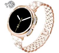 SPINYE Band and Bezel Cover Compatible with Samsung Galaxy Watch 8 Classic 46mm, Sparkling Diamond Metal Bracelet with Bling Metal Bezel Ring and PC Protective Case for Women Men (46mm, Rose gold)