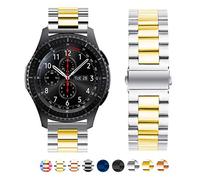 SPINYE Band Compatible for Galaxy Watch 46mm, 22mm Solid Stainless Steel Metal Replacement Strap for Samsung Gear S3 Frontier/Classic/Moto 360 2nd Gen 46mm Women Men, if Applicable (Silver-Gold)