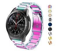 SPINYE Band Compatible for Galaxy Watch 46mm, 22mm Solid Stainless Steel Metal Replacement Strap for Samsung Gear S3 Frontier/Classic/Moto 360 2nd Gen 46mm Women Men, if Applicable (Rainbow)