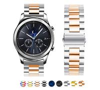 SPINYE Band Compatible for Galaxy Watch 46mm, 22mm Solid Stainless Steel Metal Replacement Strap for Samsung Gear S3 Frontier/Classic/Moto 360 2nd Gen 46mm Women Men, if Applicable (Silver-Rosegold