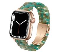 SPINYE Band Compatible with iWatch 38mm 40mm 41mm 42mm, Colorful Resin Replacement Bracelet Strap for Apple Watch Series 10/9 / 8 / Ultra / 7 / SE / 6/5 / 4/3 Women Men (Emerald green)