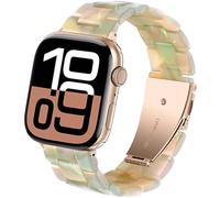 SPINYE Band Compatible with iWatch 42mm 44mm 45mm 46mm 49mm, Colorful Resin Replacement Bracelet Strap for Apple Watch Series 10/9 / 8 / Ultra / 7 / SE / 6/5 / 4/3 Women Men (Colorful green)