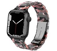 SPINYE Band Compatible with iWatch 42mm 44mm 45mm 46mm 49mm, Colorful Resin Replacement Bracelet Strap for Apple Watch Series 10/9 / 8 / Ultra / 7 / SE / 6/5 / 4/3 Women Men (Black Rose)