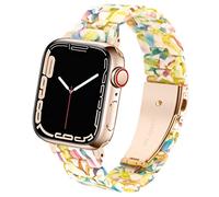 SPINYE Band Compatible with iWatch 42mm 44mm 45mm 46mm 49mm, Colorful Resin Replacement Bracelet Strap for Apple Watch Series 10/9 / 8 / Ultra / 7 / SE / 6/5 / 4/3 Women Men (Yellow floral)
