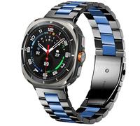 SPINYE Watch Bands Compatible with Samsung Galaxy Watch Ultra 47mm 2025/2024, No Gap Solid Stainless Steel Metal Band Reolacement Strap for Galaxy Watch Ultra 2 / Ultra 47mm Women Men, Black/blue