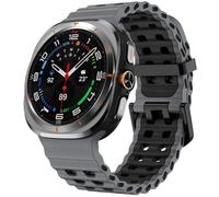 SPINYE Watch Bands Compatible with Samsung Galaxy Watch Ultra 47mm, No Gap Soft Breathable Ocean Silicone Sport Reolacement Strap for Galaxy Watch 7 Ultra 47mm (2024) Women Men, Grey/black