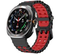 SPINYE Watch Bands Compatible with Samsung Galaxy Watch Ultra 47mm, No Gap Soft Breathable Ocean Silicone Sport Reolacement Strap for Galaxy Watch 7 Ultra 47mm (2024) Women Men, Black/red