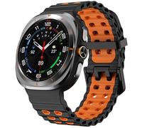 SPINYE Watch Bands Compatible with Samsung Galaxy Watch Ultra 47mm, No Gap Soft Breathable Ocean Silicone Sport Reolacement Strap for Galaxy Watch 7 Ultra 47mm (2024) Women Men, Black/orange