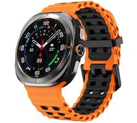 SPINYE Watch Bands Compatible with Samsung Galaxy Watch Ultra 47mm, No Gap Soft Breathable Ocean Silicone Sport Reolacement Strap for Galaxy Watch 7 Ultra 47mm (2024) Women Men, Orange/black