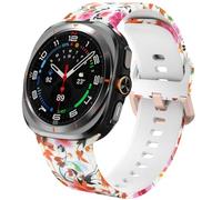 SPINYE Watch Bands Compatible with Samsung Galaxy Watch Ultra 47mm, No Gap Soft Printing Pattern Silicone Strap Wristband for Galaxy Watch 7 Ultra Band 47mm (2024) Women Men, Brilliant flowers