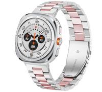 SPINYE Watch Bands Compatible with Samsung Galaxy Watch Ultra 47mm, Solid Stainless Steel Metal Band Reolacement Strap for Galaxy Watch 7 Ultra 47mm (2024) Women Men, Silver/pink