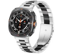SPINYE Watch Bands Compatible with Samsung Galaxy Watch Ultra 47mm, Solid Stainless Steel Metal Band Reolacement Strap for Galaxy Watch 7 Ultra 47mm (2024) Women Men, Silver/black