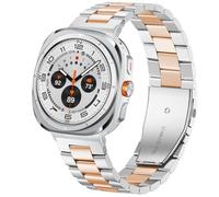 SPINYE Watch Bands Compatible with Samsung Galaxy Watch Ultra 47mm, Solid Stainless Steel Metal Band Reolacement Strap for Galaxy Watch 7 Ultra 47mm (2024) Women Men, Silver/rosegold