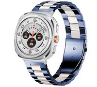 SPINYE Watch Bands Compatible with Samsung Galaxy Watch Ultra 47mm, Solid Stainless Steel Metal Band Reolacement Strap for Galaxy Watch 7 Ultra 47mm (2024) Women Men, Blue/silver