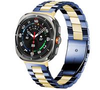 SPINYE Watch Bands Compatible with Samsung Galaxy Watch Ultra 47mm, Solid Stainless Steel Metal Band Reolacement Strap for Galaxy Watch 7 Ultra 47mm (2024) Women Men, Blue/gold