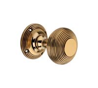 Spira Brass Beehive Door Knob 55mm Aged Brass
