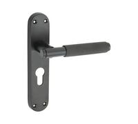 Spira Brass Connaught Knurled Lever On Backplate Euro Matt Black