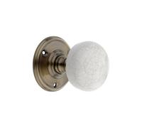 Spira Brass Crackled Porcelain Mortice Door Knob Antique Brass