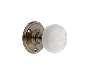 Spira Brass Crackled Porcelain Mortice Door Knob Antique Brass