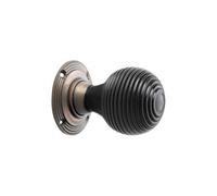 Spira Brass Ebonised Beehive Rim/mortice Door Knob Matt Antique