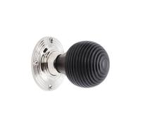 Spira Brass Ebonised Beehive Rim/mortice Door Knob Polished Nickel
