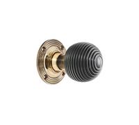 Spira Brass Ebony Beehive Rim/mortice Door Knob Aged Brass