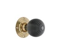 Spira Brass Ebony Beehive Rim/mortice Door Knob Polished Brass