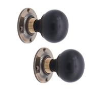 Spira Brass Ebony Bun Rim/mortice Door Knob Aged Brass
