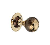 Spira Brass Hammered Ball Mortice Door Knob Aged Brass