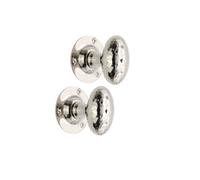 Spira Brass Hammered Oval Mortice Door Knob Polished Nickel