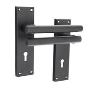 Spira Brass Jura Lever On Backplate Lock Matt Black