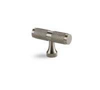 Spira Brass Knurled T Bar Cupboard Pull Satin Silver