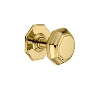 Spira Brass Octagonal Centre Door Knob Polished Brass