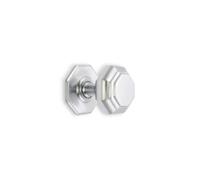 Spira Brass Octagonal Centre Door Knob Satin Chrome