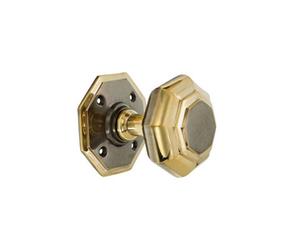 Spira Brass Octagonal Mortice Door Knob Aged Brass