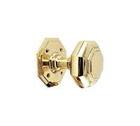 Spira Brass Octagonal Mortice Door Knobs Polished Brass
