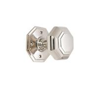 Spira Brass Octagonal Mortice Door Knobs Polished Nickel