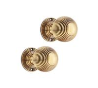 Spira Brass Reeded 60mm Rim/mortice Door Knob